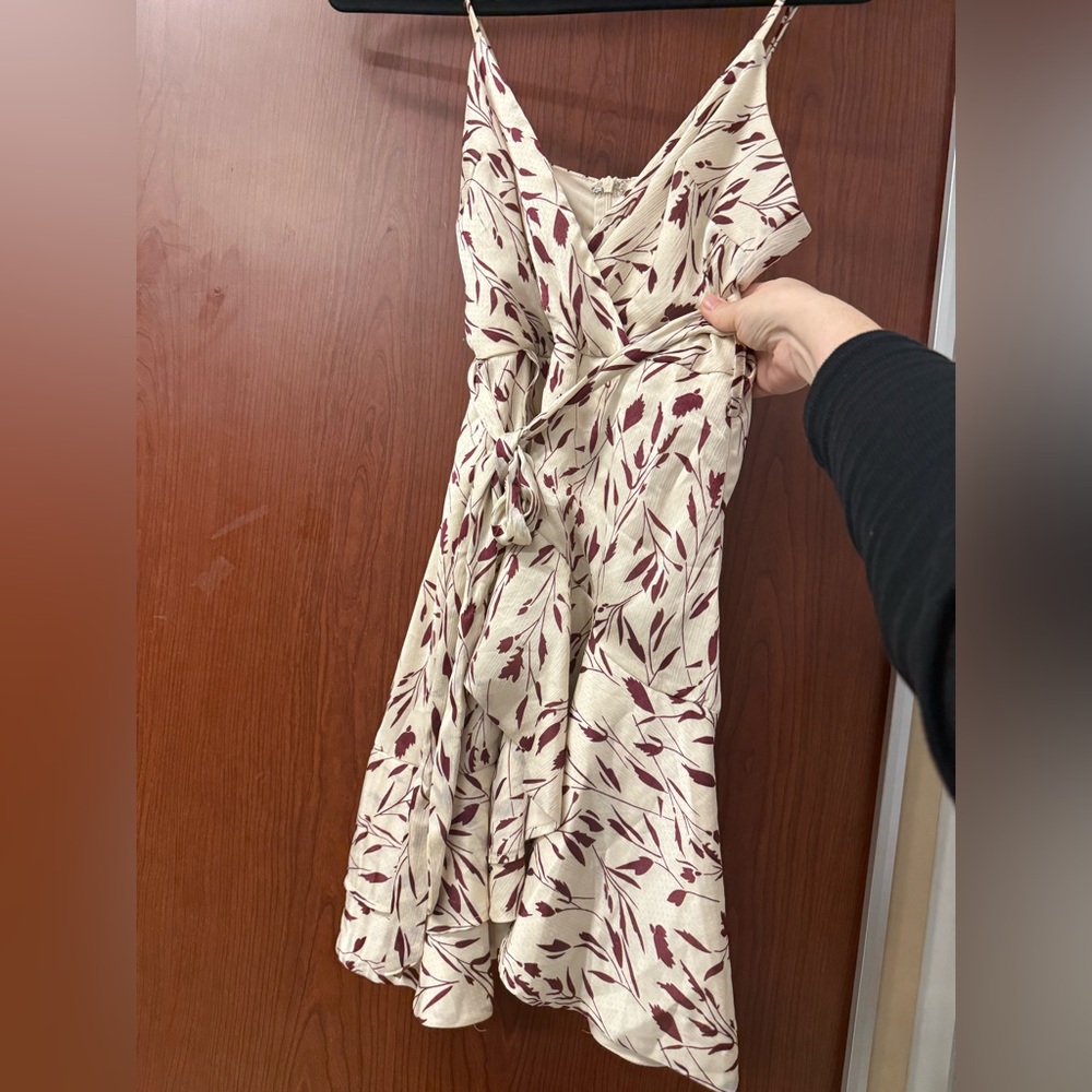 Selfie Leslie Cream Midi Dress with Burgundy Floral Print